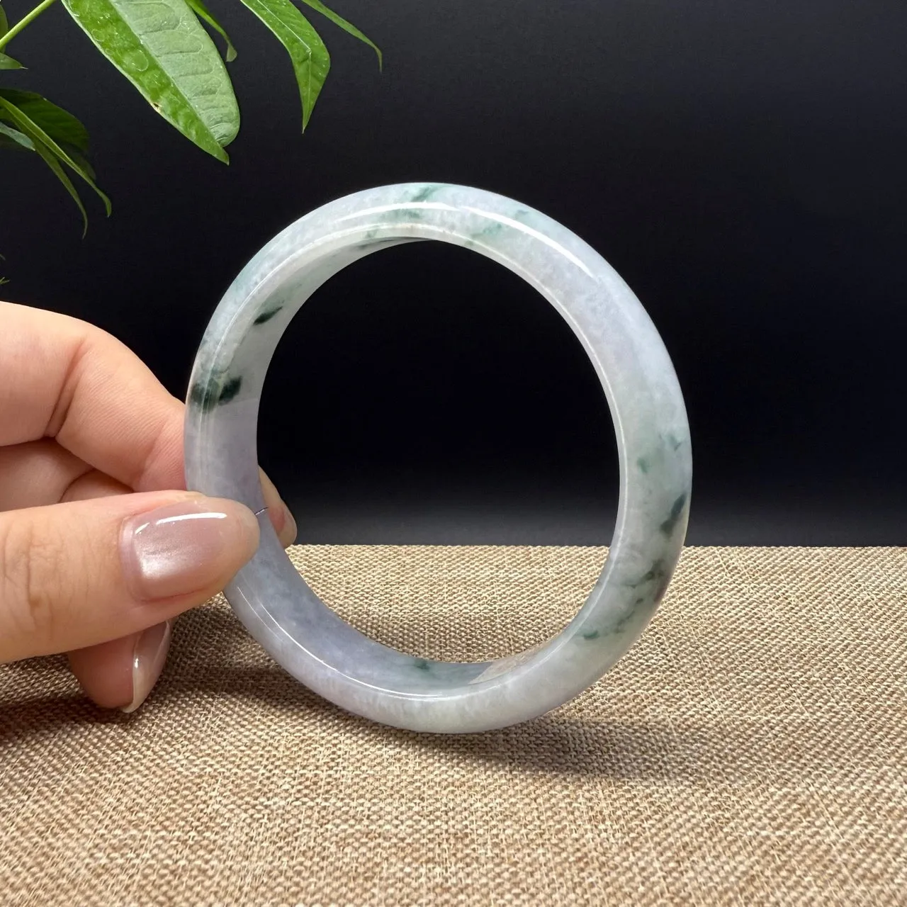 Genuine Burmese Lavender  Blue Jade Jadeite Bangle Bracelet ( 59.8mm )