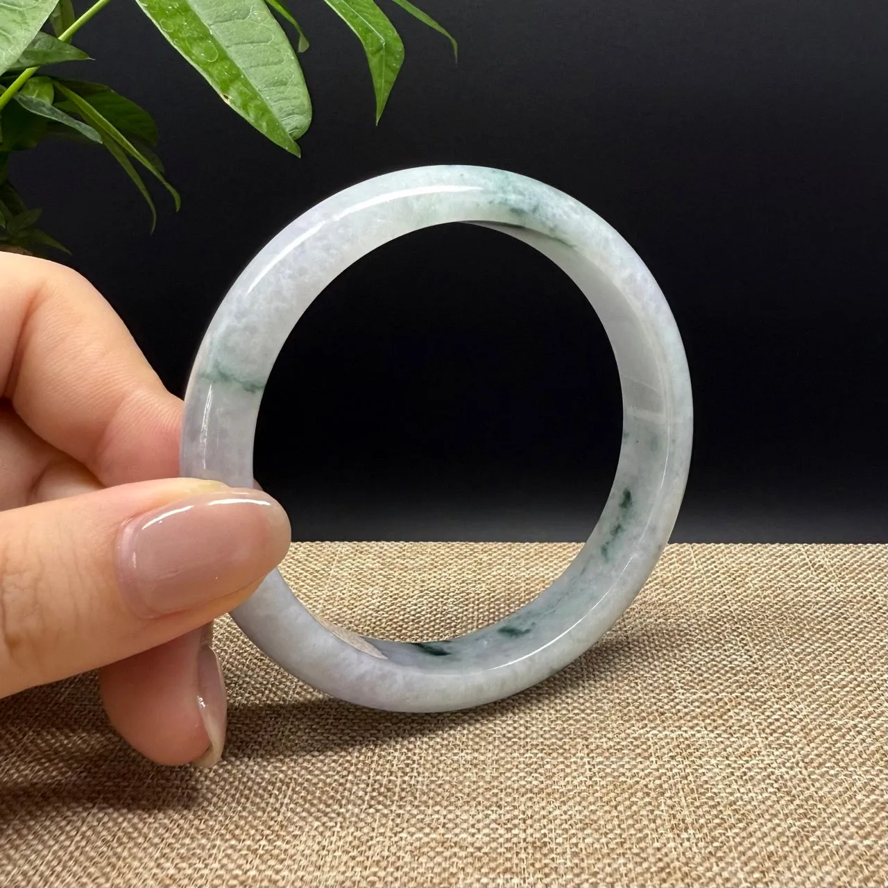 Genuine Burmese Lavender  Blue Jade Jadeite Bangle Bracelet ( 59.8mm )