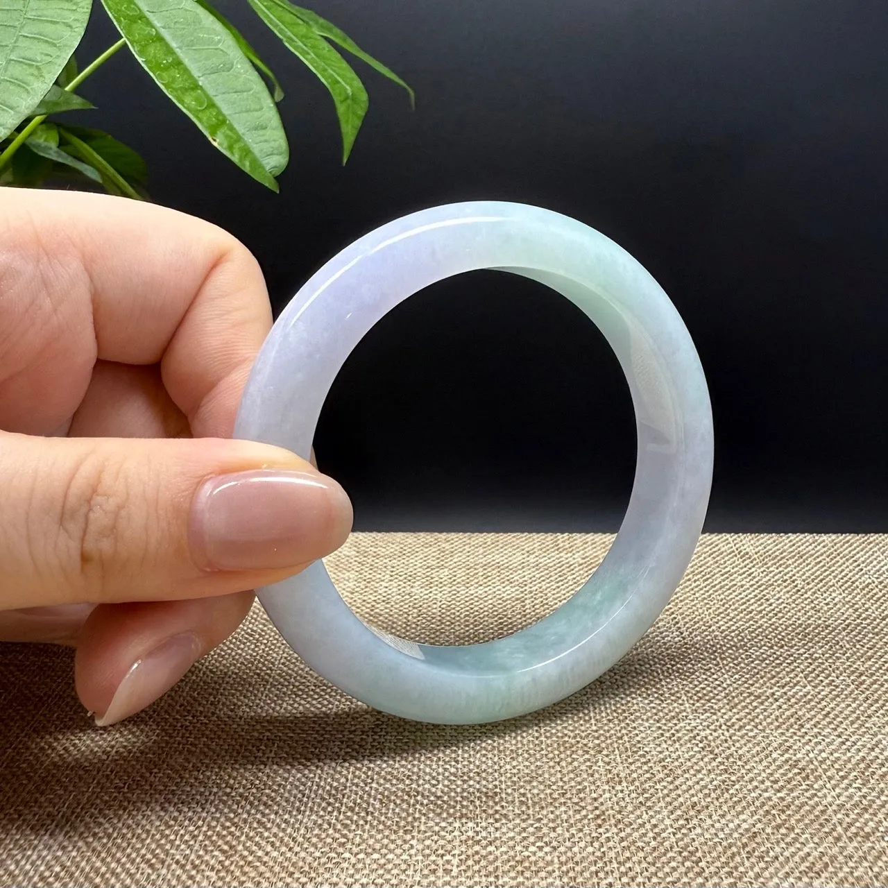 Genuine Burmese Lavender Green Jade Jadeite Bangle Bracelet ( 57mm )