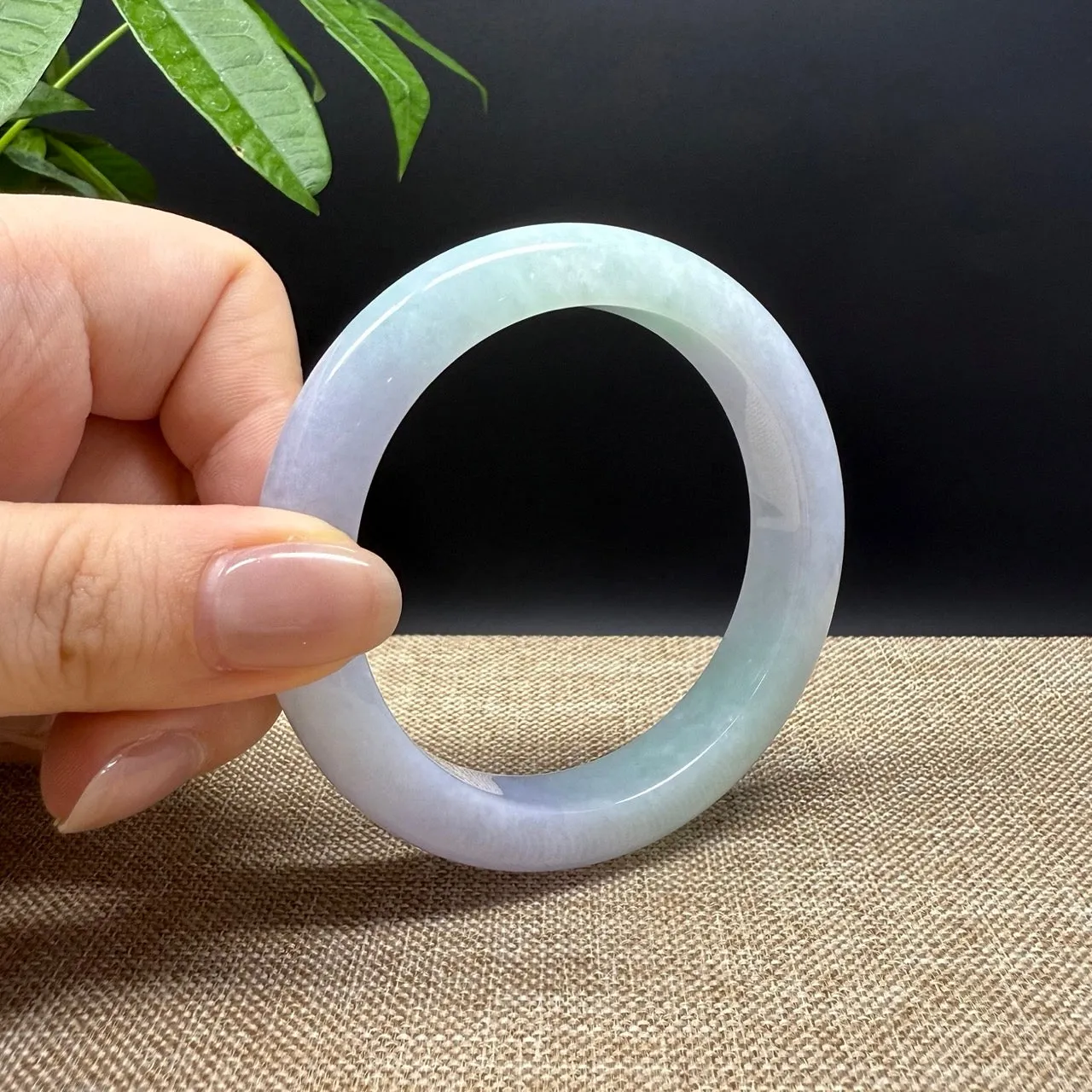 Genuine Burmese Lavender Green Jade Jadeite Bangle Bracelet ( 57mm )