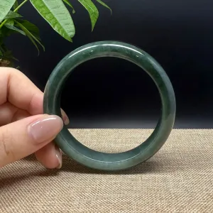 Genuine Burmese Oil Green Jade Jadeite Bangle Bracelet ( 60mm )