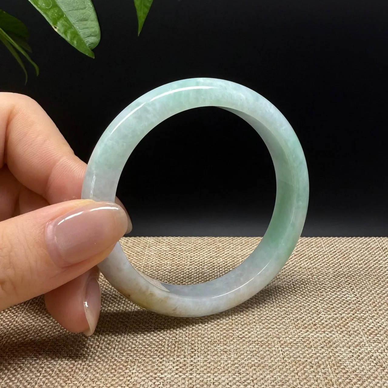 Genuine Burmese Yellow Green Jade Jadeite Bangle Bracelet ( 52.8mm )