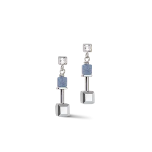 GeoCUBE® Precious & Slider Closure earrings silver-blue