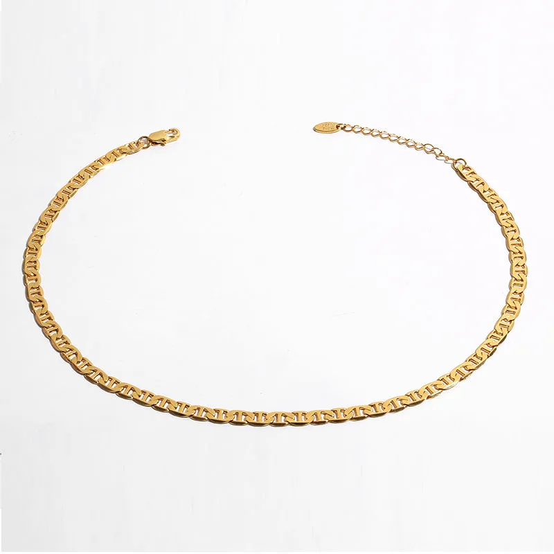 Gold Chain Geometric Inlay Necklace