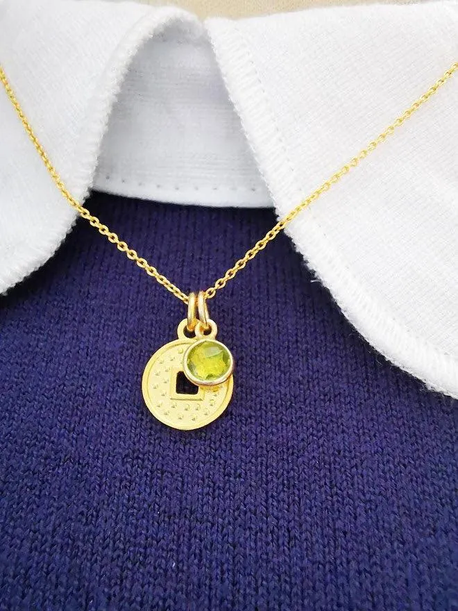 Gold Coin and Gemstone Pendant Necklace