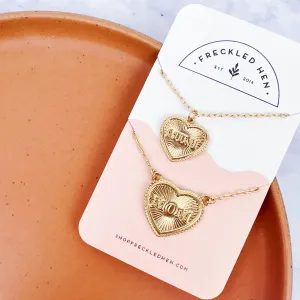 Gold Heart Mini & Mom Necklace Set