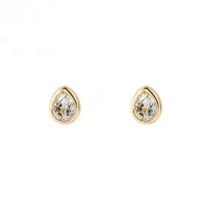 Gold Plated Birthstone April White Topaz Earrings E6205