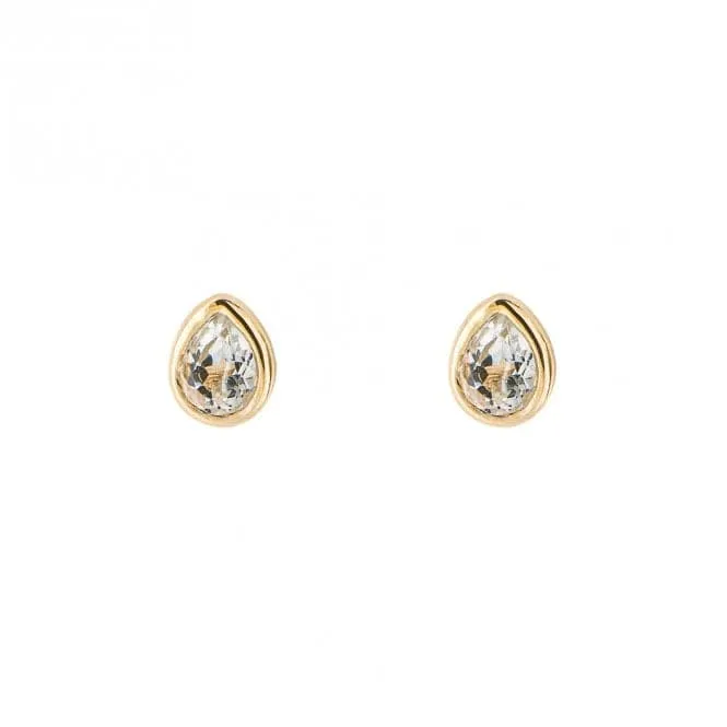 Gold Plated Birthstone April White Topaz Earrings E6205