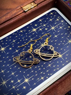 Gold Saturn Outline Dangles