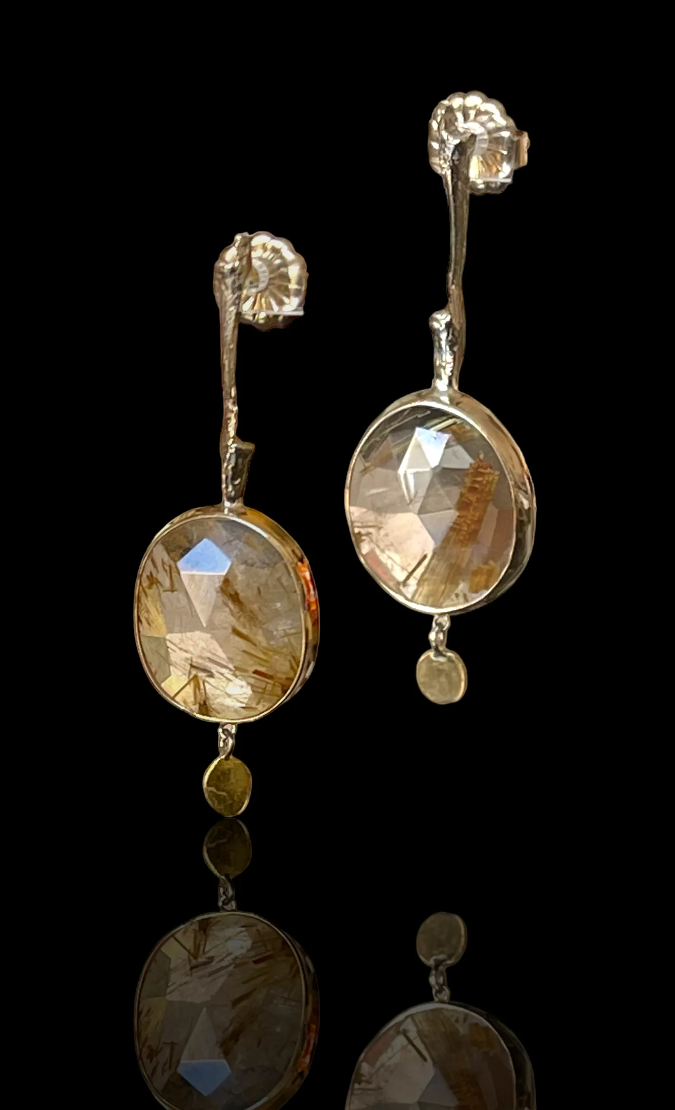 Grass Bulb Earrings with Quartz and Grain