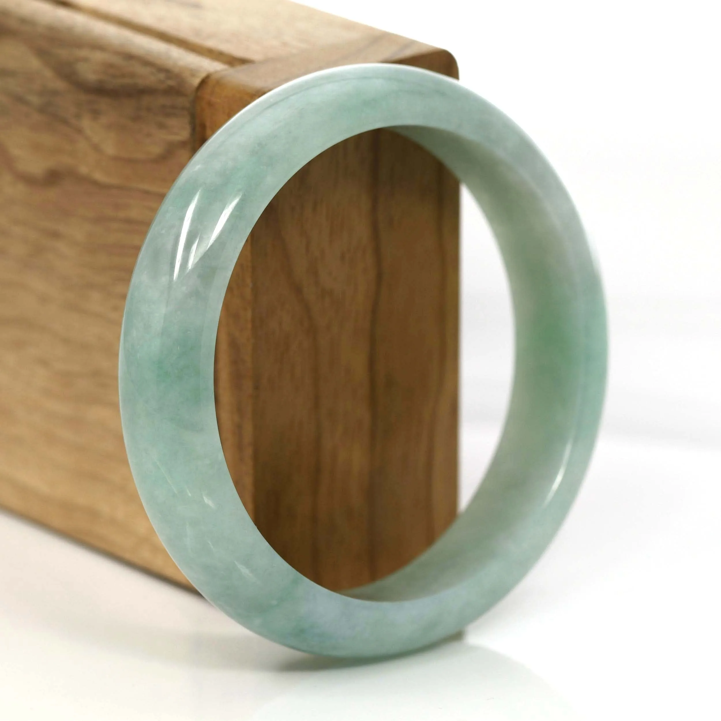 Green Genuine Burmese Jadeite Jade Bangle Bracelet (55.34 mm) #648