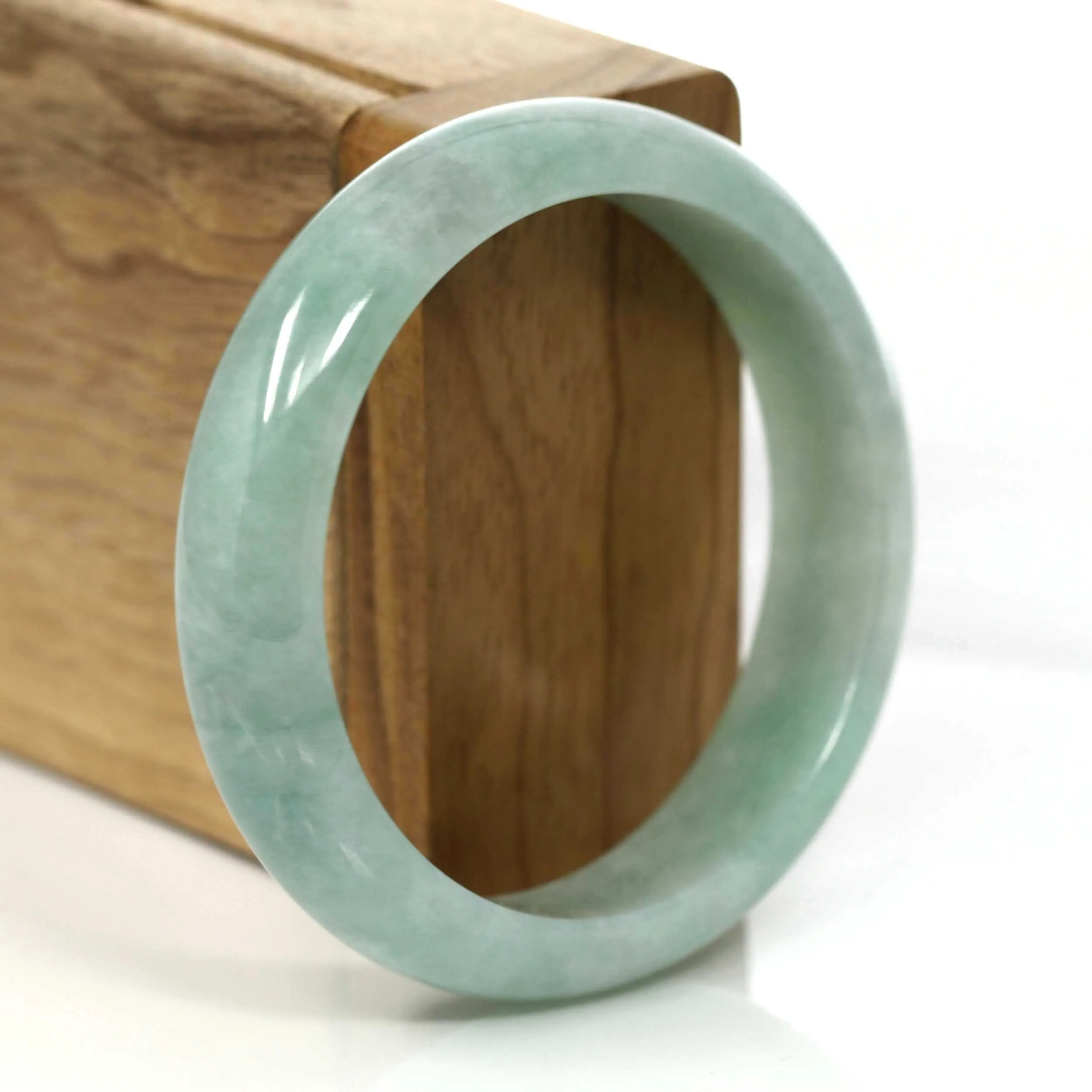 Green Genuine Burmese Jadeite Jade Bangle Bracelet (55.34 mm) #648