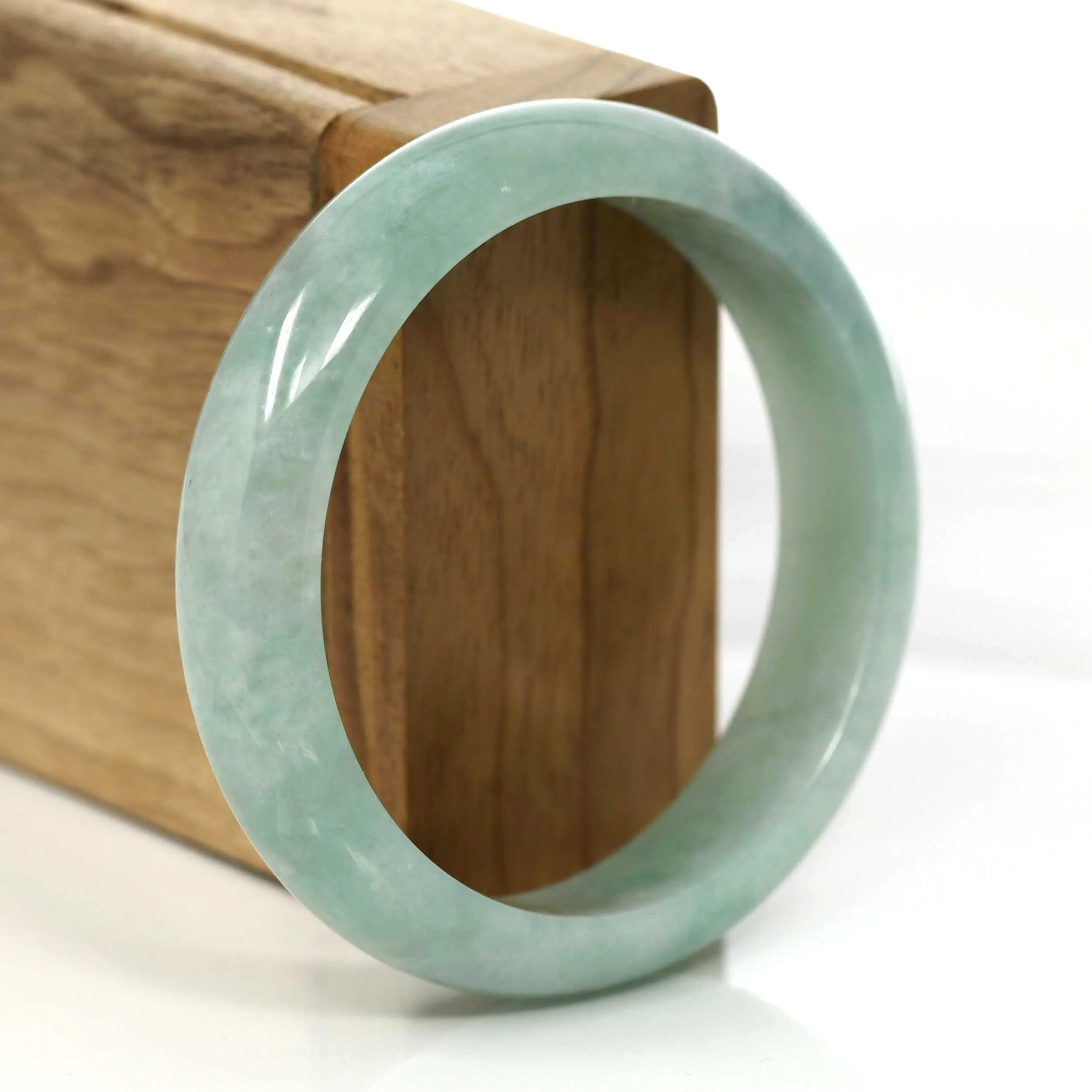 Green Genuine Burmese Jadeite Jade Bangle Bracelet (55.34 mm) #648