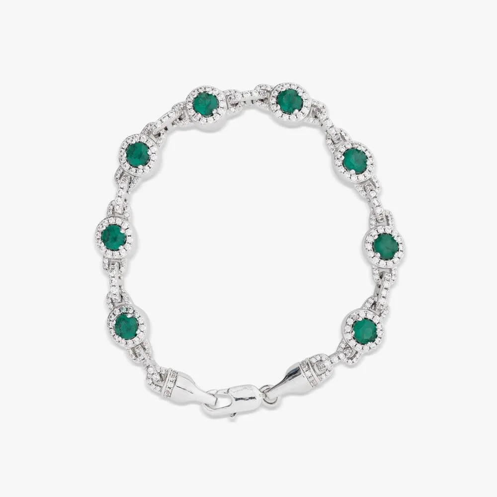 Green Halo Moissanite Bracelet