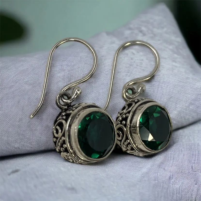 Green Quartz Round Earring