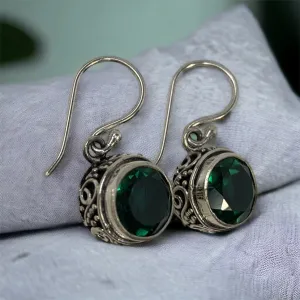 Green Quartz Round Earring