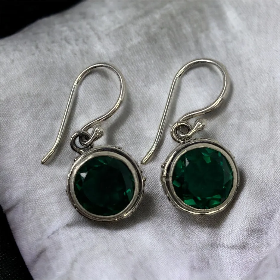 Green Quartz Round Earring