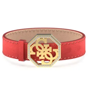 Guess Yellow Gold-Plated Stainless Steel 4G Logo Octagon Coral Bracelet