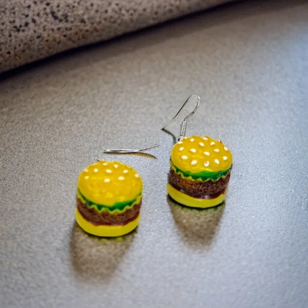 Hamburger Earrings - Fast Food, Junk Food Earrings, Handmade Jewelry, Foodie Jewelry, Food Accessories, Hamburger, French Fries, Food Earrings