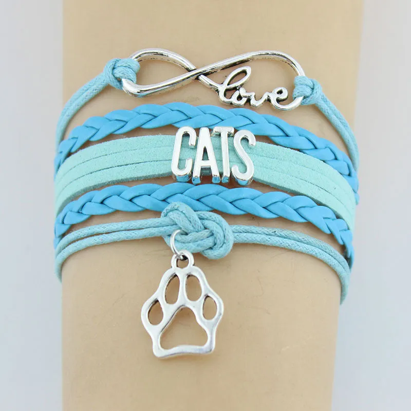 Hand-knitted Braided Bracelet With Cat & Paw Charm