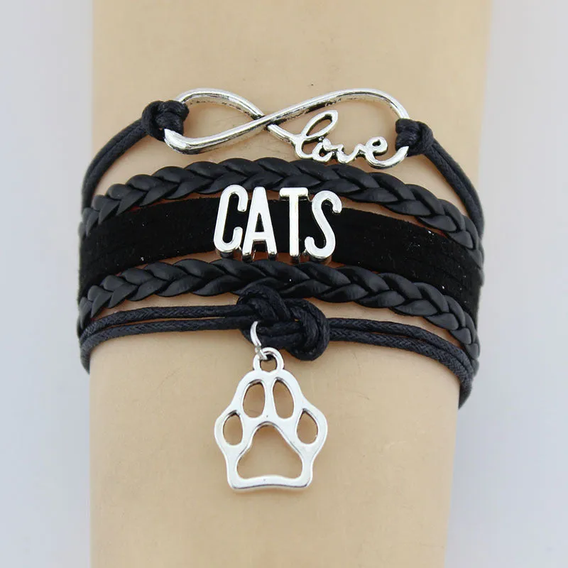 Hand-knitted Braided Bracelet With Cat & Paw Charm