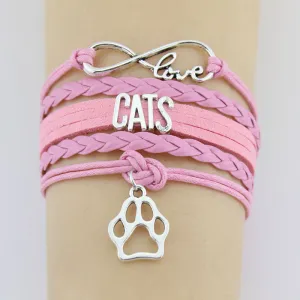 Hand-knitted Braided Bracelet With Cat & Paw Charm