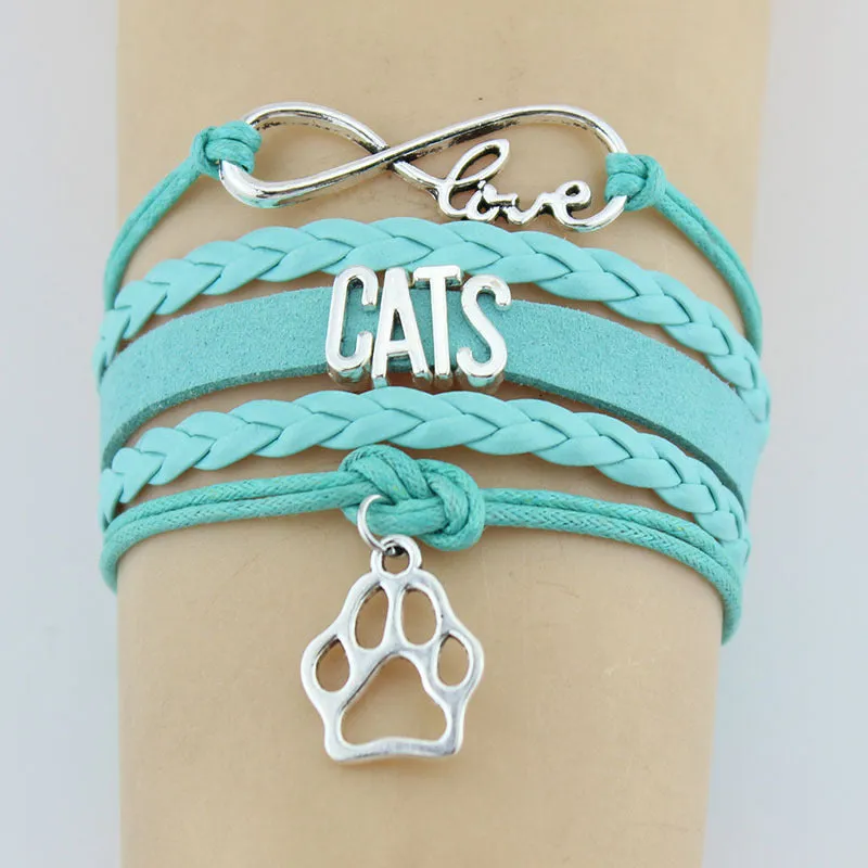 Hand-knitted Braided Bracelet With Cat & Paw Charm