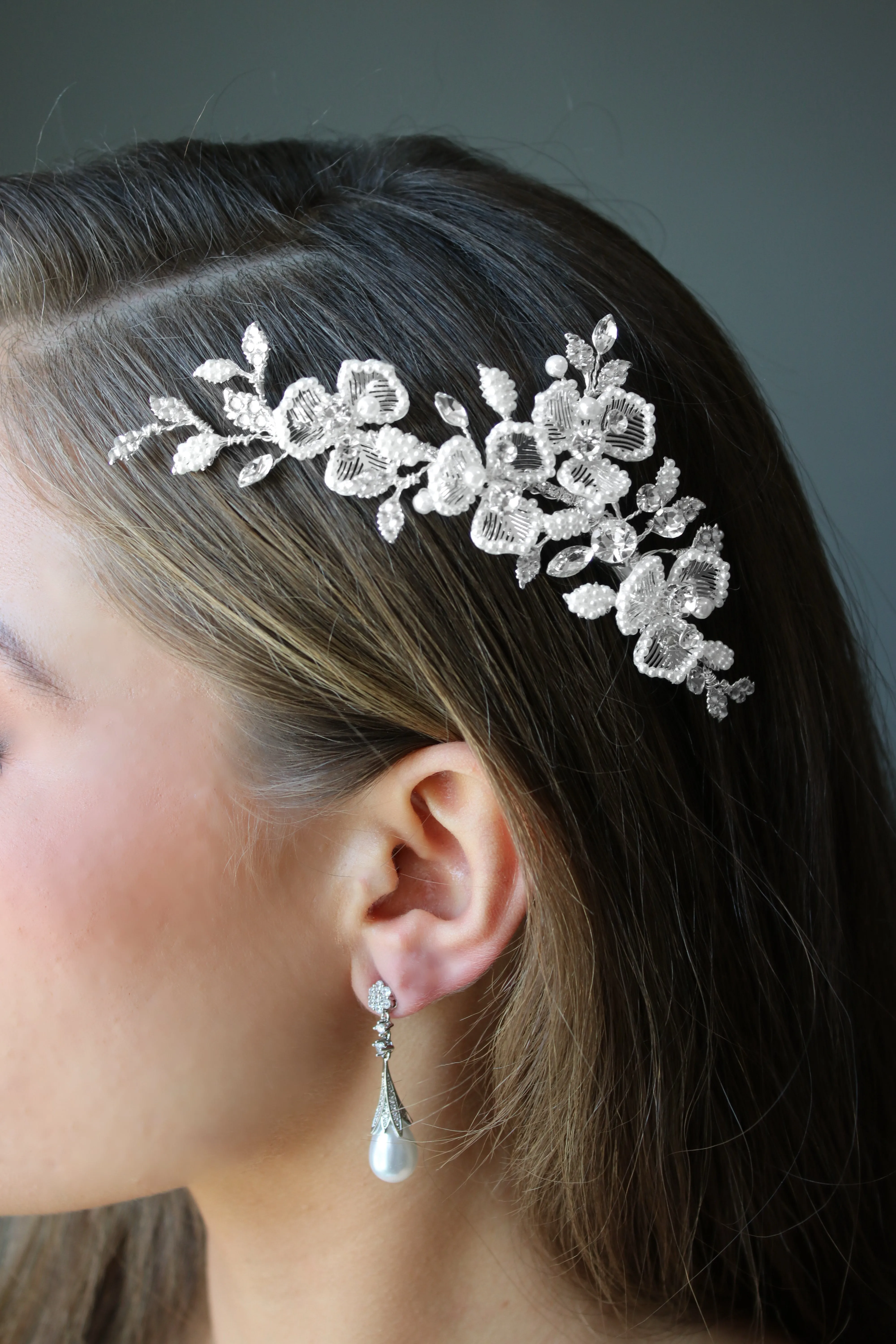 HANNAH Floral and Pearl Hair Clip