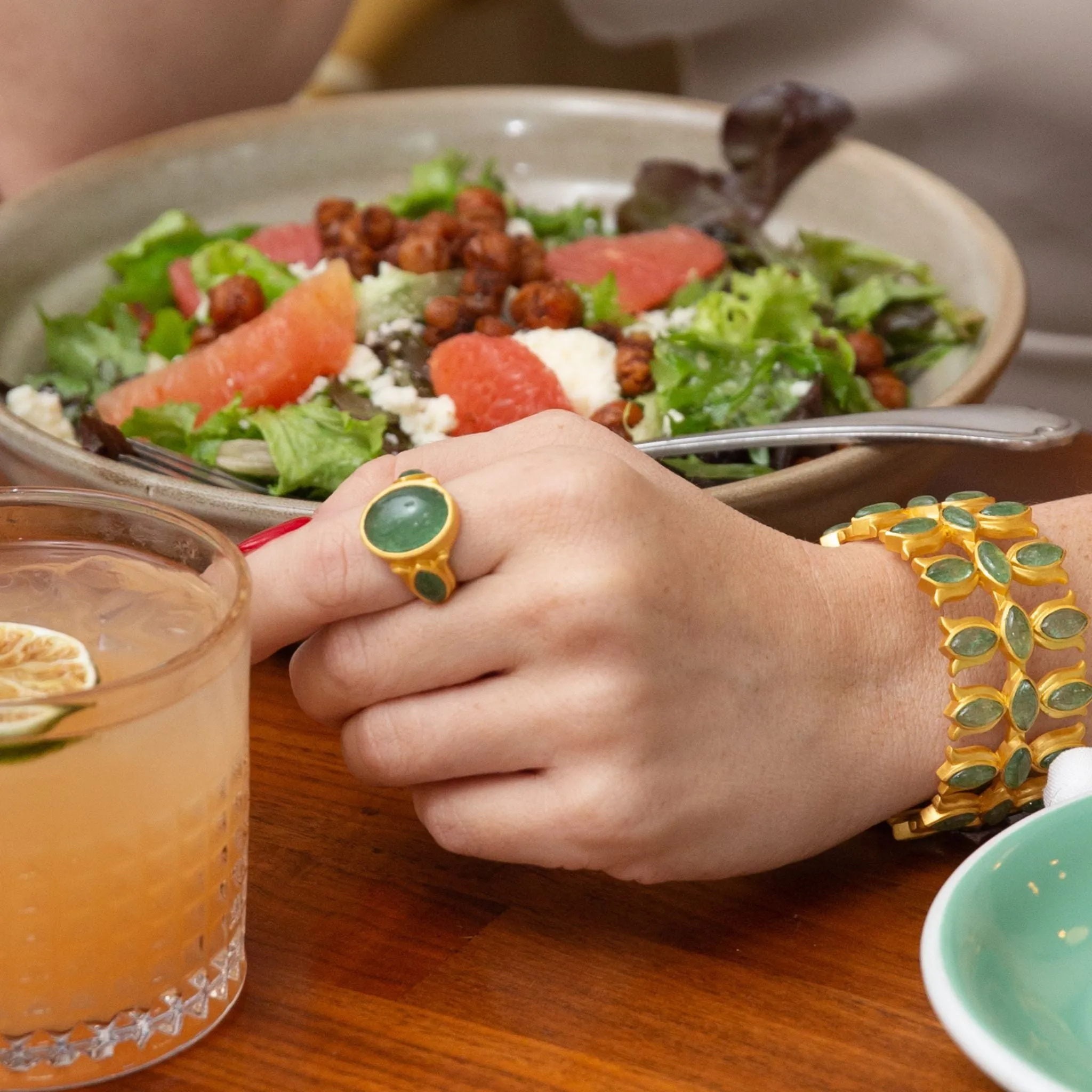 Iris Ring - Green Strawberry Quartz