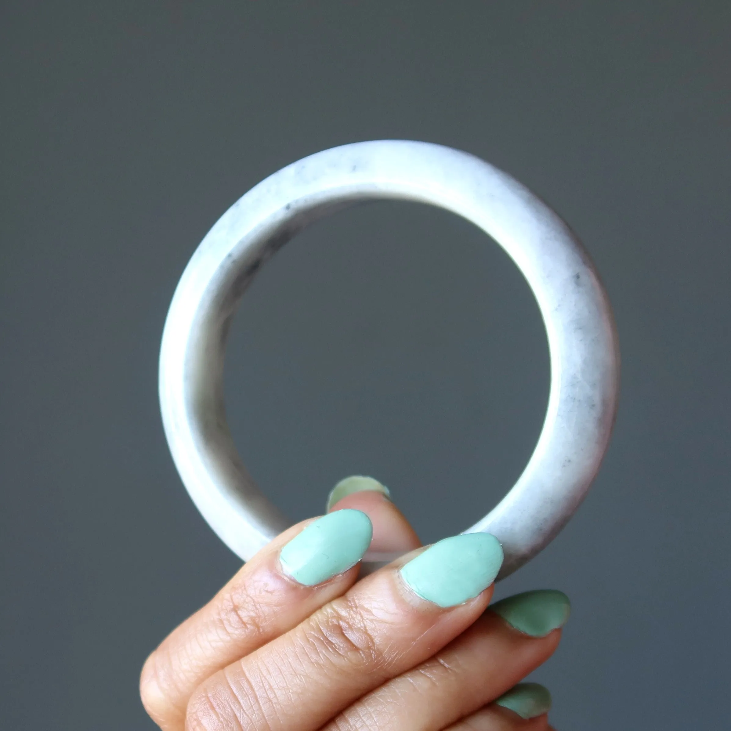 Jade Bangle Bracelet Spiritual Cloud of Dreams Gray White Crystal