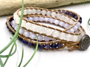 Jade, Chalcedony, & Iolite Wrap Bracelet