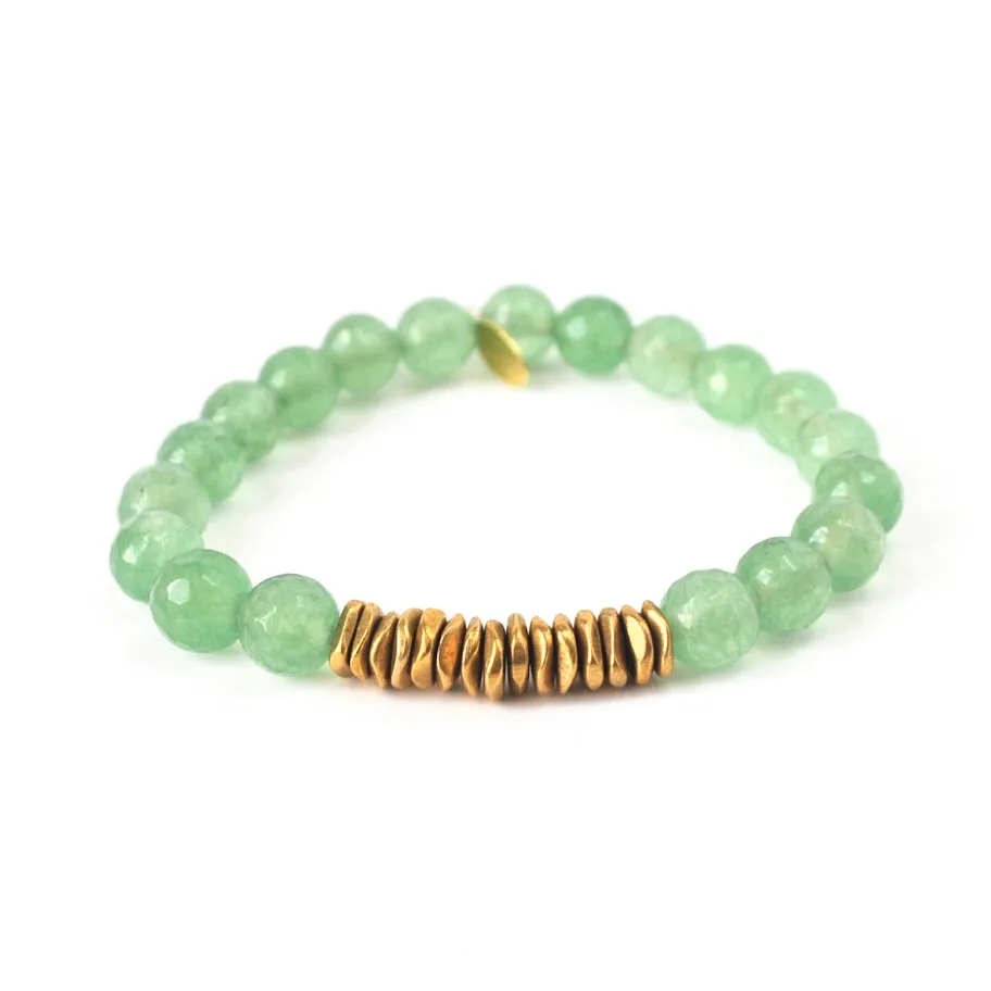 Jade Crystal Bracelet | Faceted   Brass Row