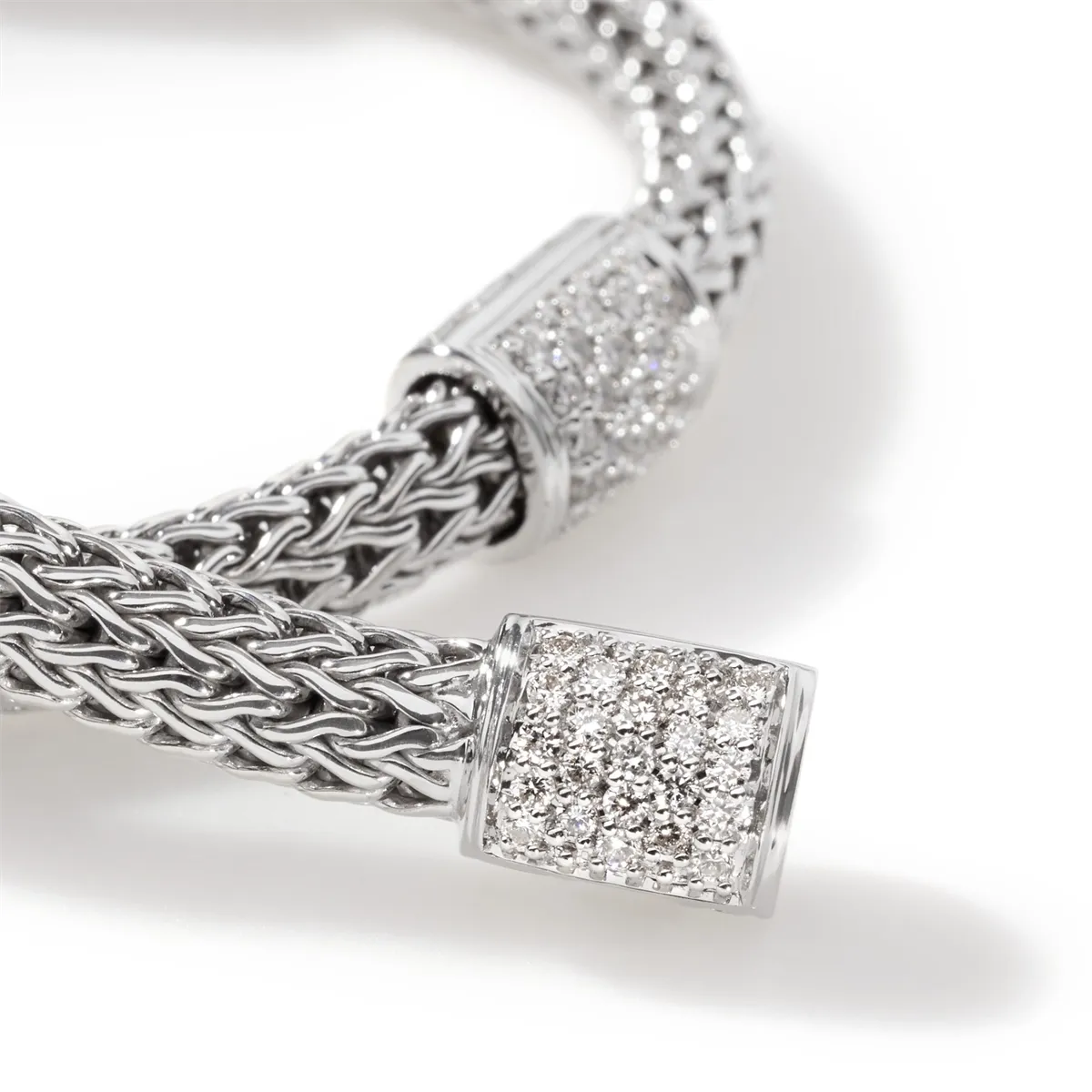 John Hardy Classic Chain Silver Diamond Pave' Four Station Bracelet