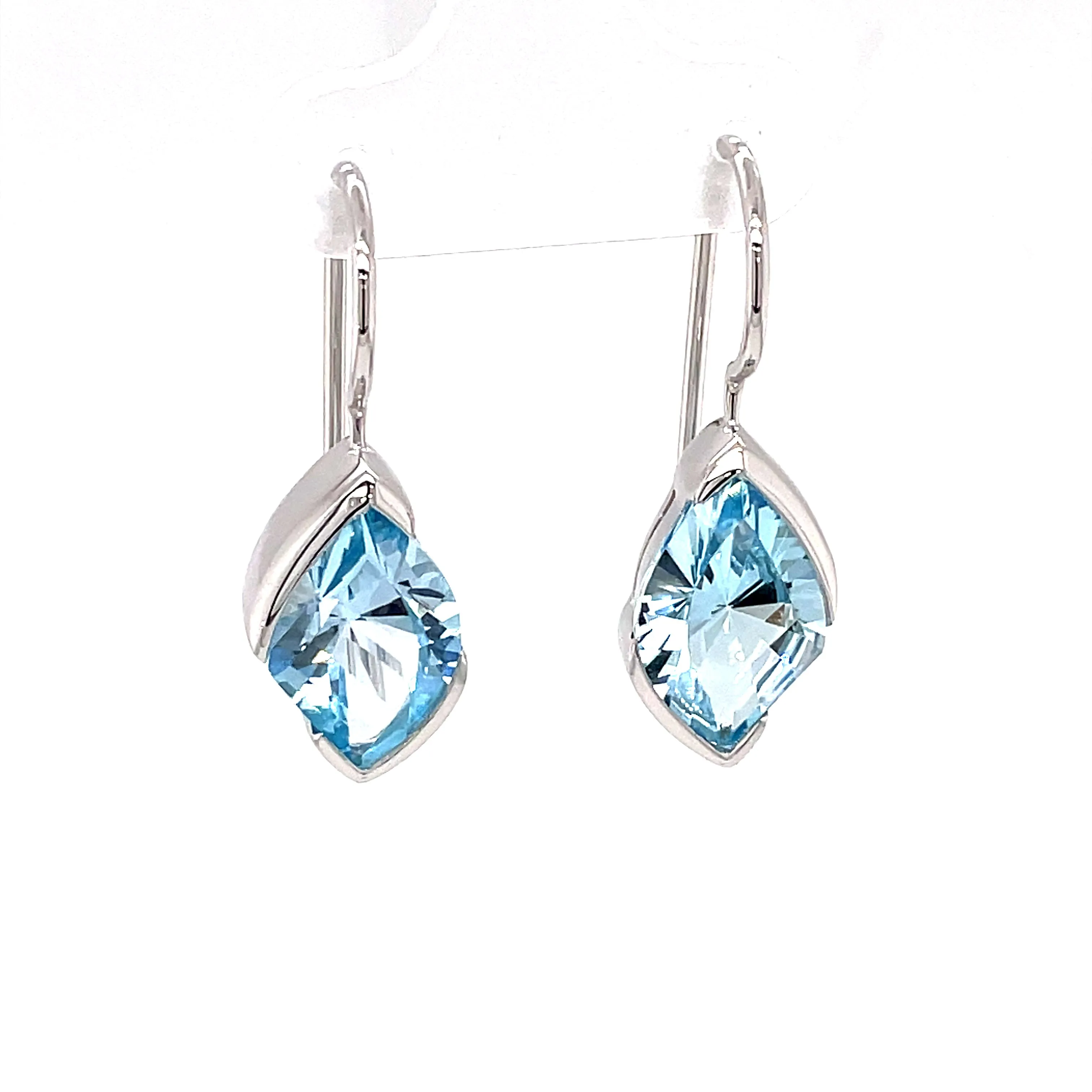 Kaleidoscope Sterling Silver Laser Cut Blue Topaz Earrings