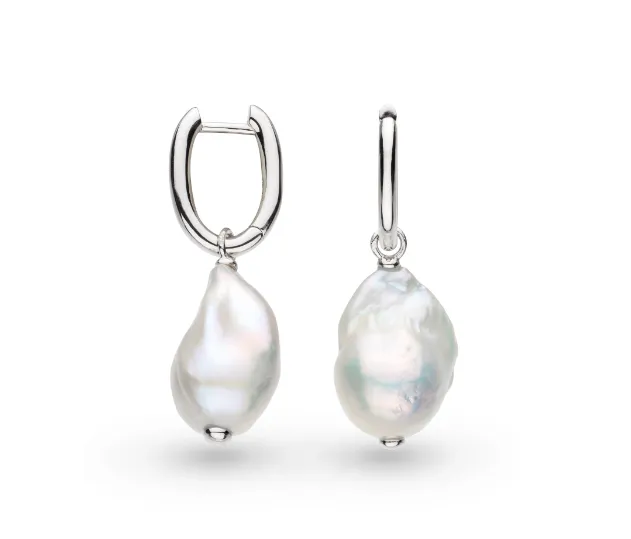 Kit Heath Sterling Silver Revival Baroque Pearl Multi-Wear Hoop Dangle Earrings (SI6116)