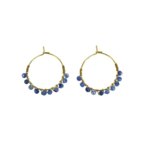 Les Cleias Olivia Blue Crystal Hoop Earrings