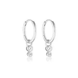 Linda Tahija Duo Huggie Hoop Earrings White Topaz, Silver