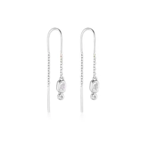 LINDA TAHIJA Form Thread Earrings White Topaz SILVER