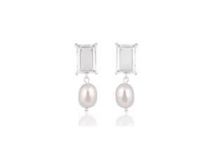 Lola Knight - Thea - Pearl & Crystal Earrings - Silver