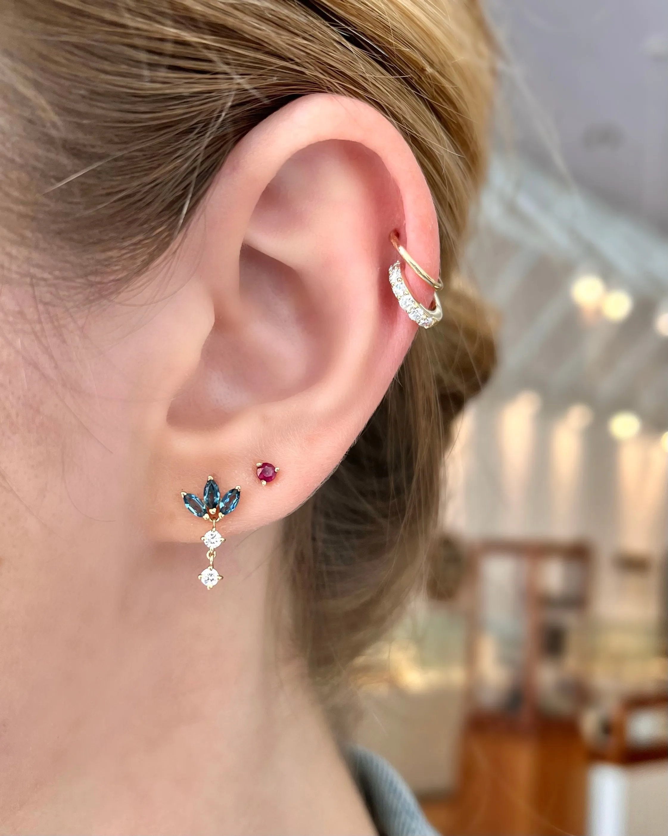 London Blue Topaz with Diamond Drop Earrings