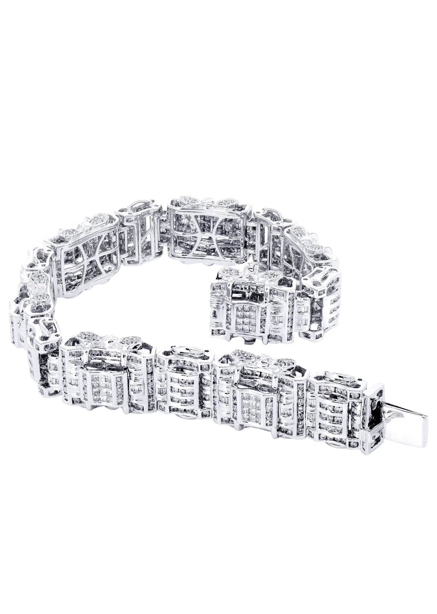 Mens Diamond Bracelet White Gold| 6.61 Carats| 60.18 Grams