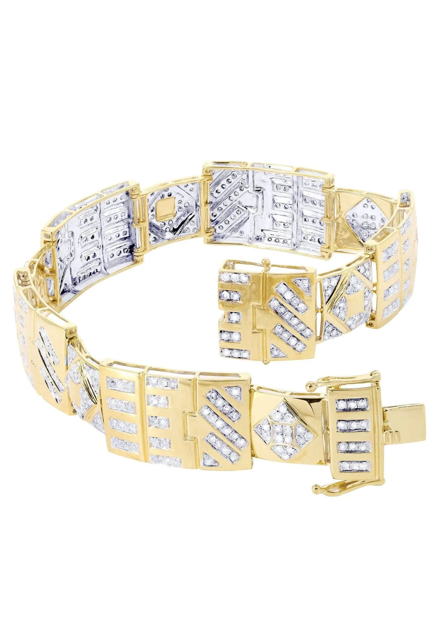 Mens Diamond Bracelet Yellow Gold| 4.2 Carats| 31.93 Grams