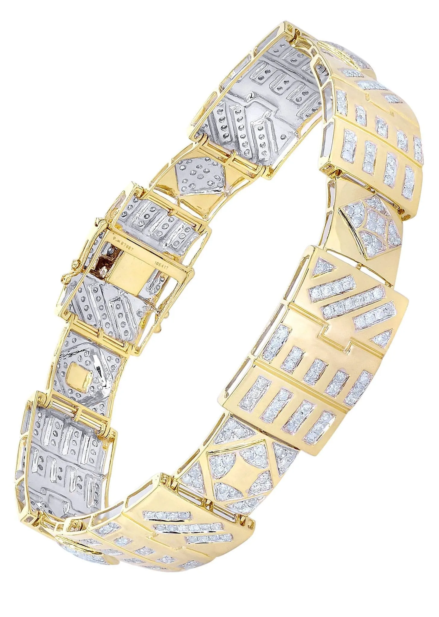 Mens Diamond Bracelet Yellow Gold| 4.2 Carats| 31.93 Grams