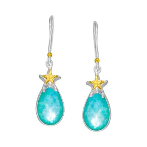 Michou Amazonite & Blue Topaz Star Fish Earrings