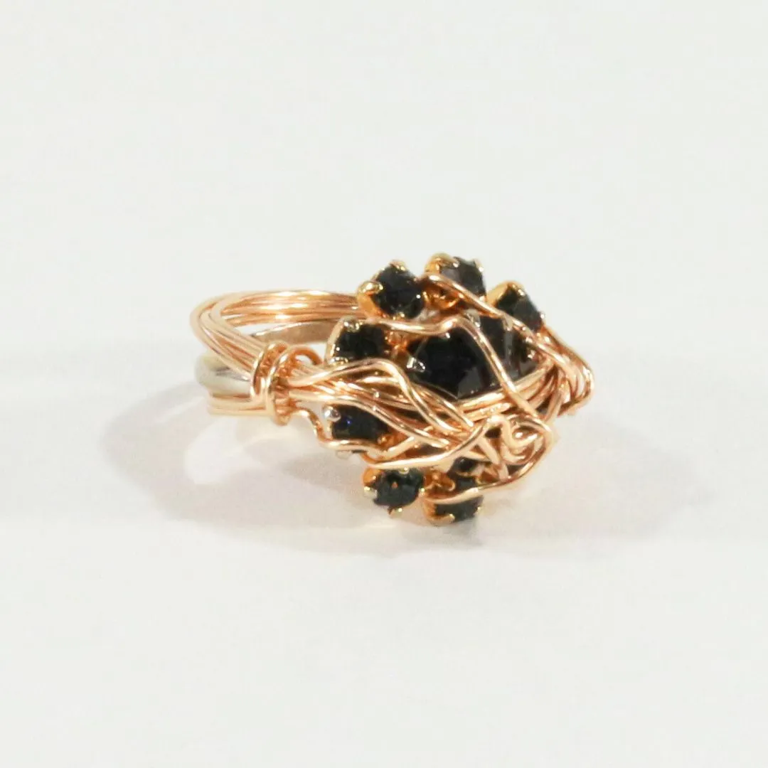 Midnight Blue Snowflake  - Vintage Cocktail Ring