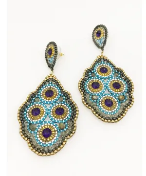 Miguel Ases Swarovski, Smoky Hydro Quartz and Miyuki Seed Bead Earring