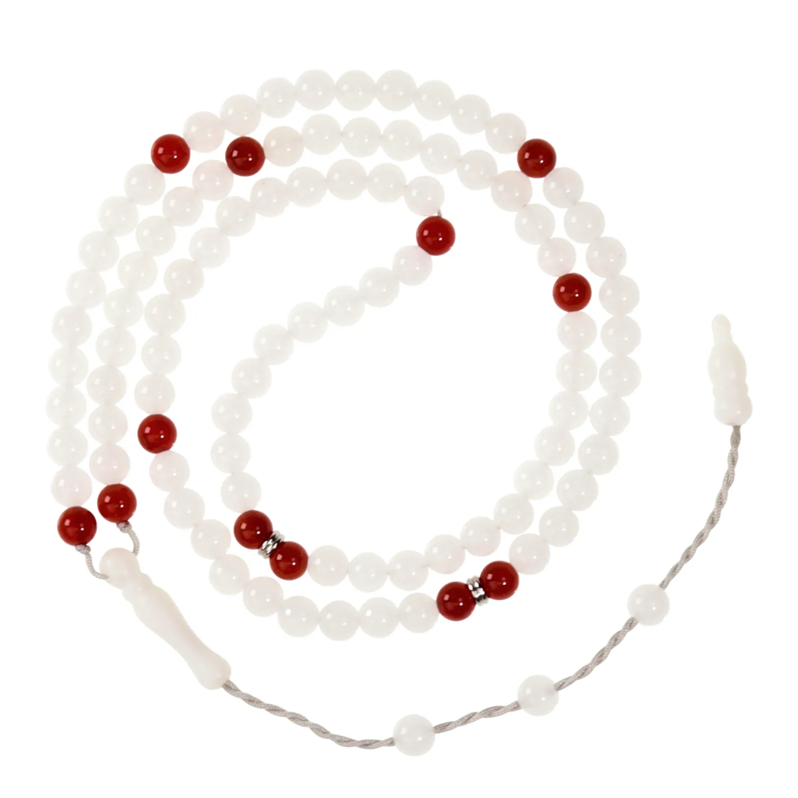 Milky Jade and Red Agate - 99 Bead Tasbih