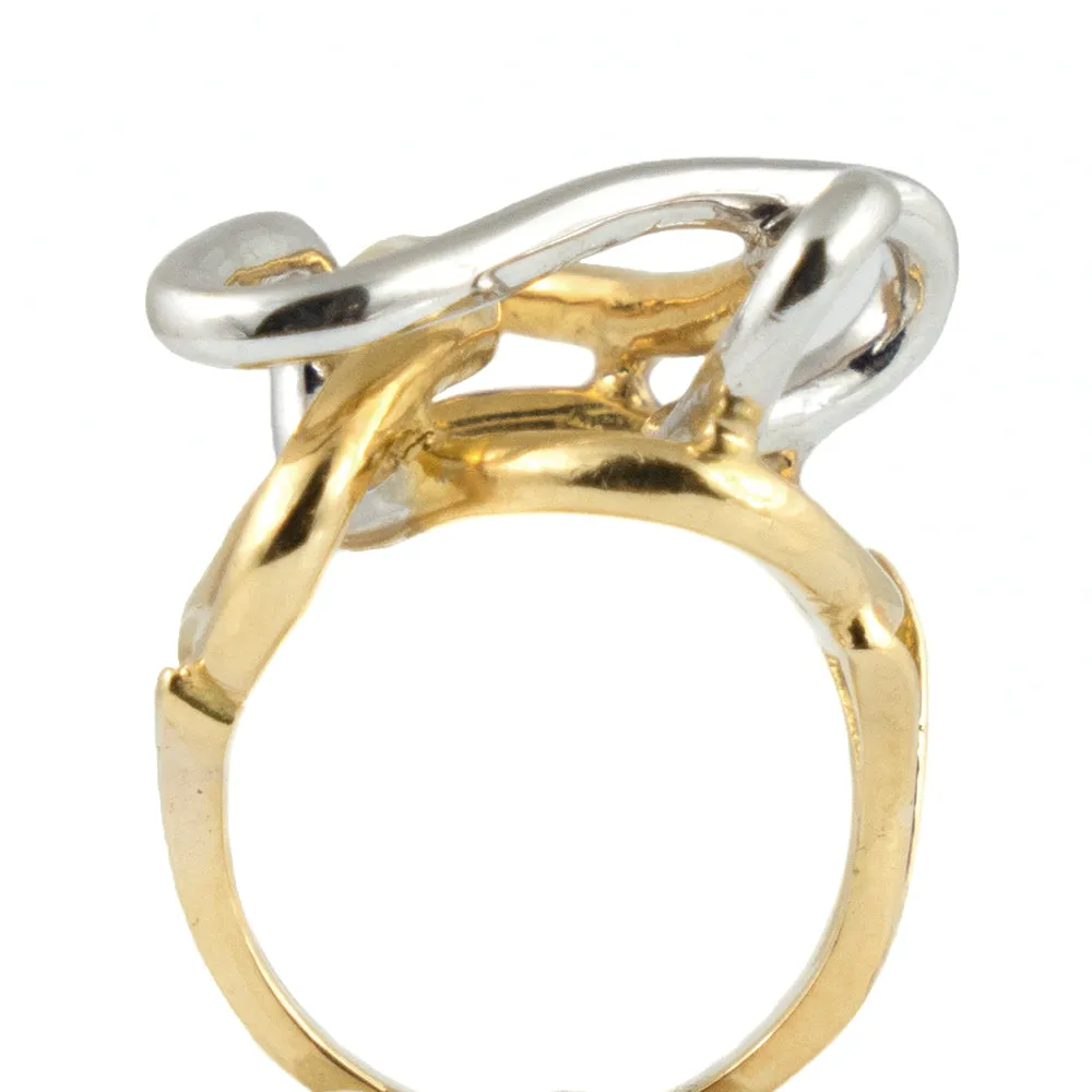 Modern Abstract Ring in 18k White & Yellow Gold