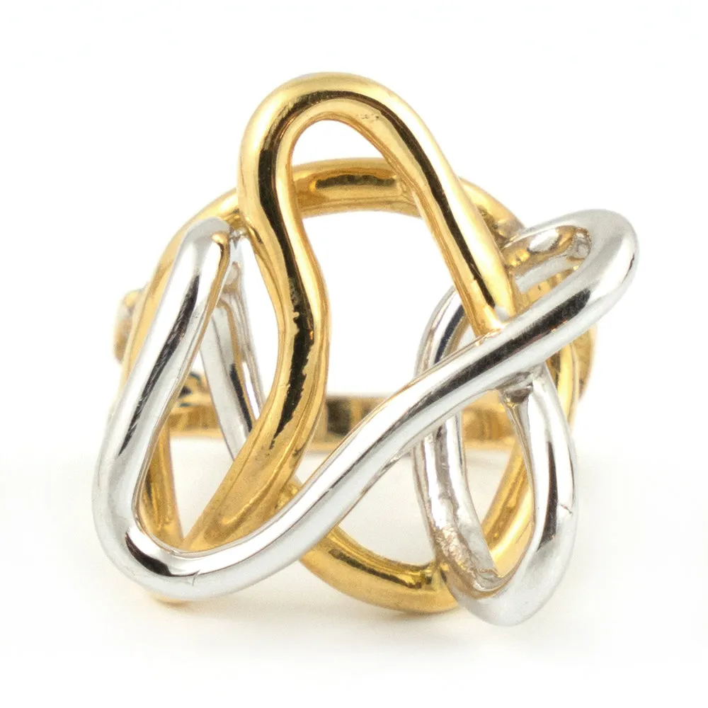 Modern Abstract Ring in 18k White & Yellow Gold