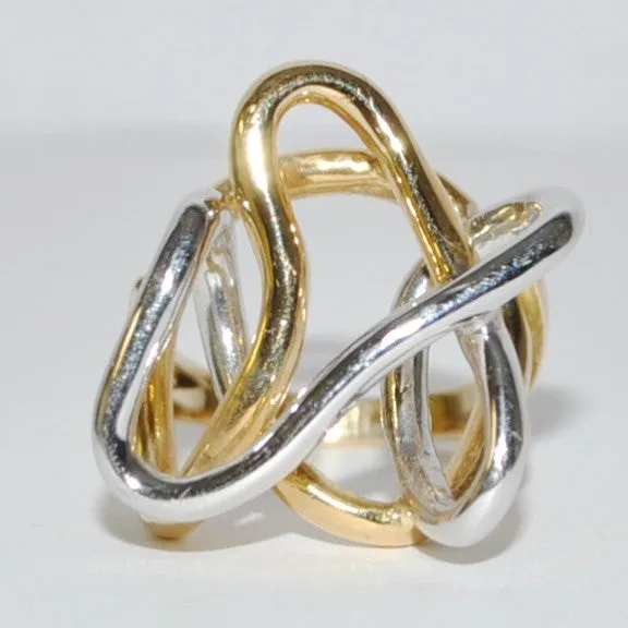 Modern Abstract Ring in 18k White & Yellow Gold